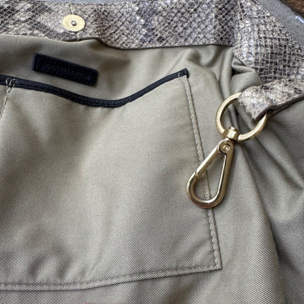 G.I.L.I Genuine‎ Leather Snakeskin Embossed Purse Tote Bag Grey XL Crossbody - Picture 10 of 14
